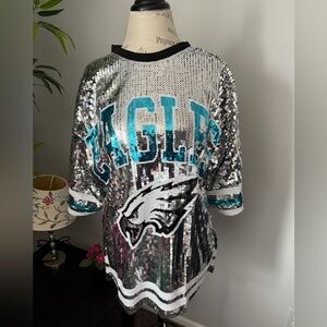 Philadelphia Eagles Shirt size large women bling glitter sequin new